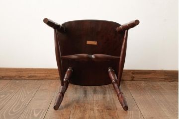 中古　松本民芸家具　16型スピンドルチェア　ゆったりと座れるダイニングチェア(板座チェア、椅子)(R-038358)