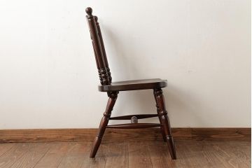 中古　松本民芸家具　16型スピンドルチェア　ゆったりと座れるダイニングチェア(板座チェア、椅子)(R-038358)