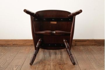 中古　松本民芸家具　16型スピンドルチェア　ゆったりと座れるダイニングチェア(板座チェア、椅子)(R-038359)