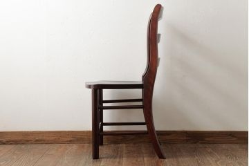 中古　日向民芸　美しい木肌が上品な印象与えるダイニングチェア(ラダーバックチェア、板座チェア、椅子)(R-038362)