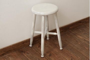 アンティーク家具　アンティークホワイト　ナチュラルテイストにおすすめなペイントスツール(椅子)(R-038363)