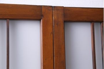 ビンテージ建具　幅狭　すりガラス　レトロガラスがアクセントのガラス戸4枚セット(引き戸)(R-038365)