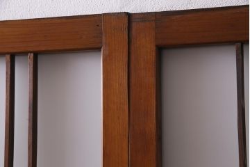 ビンテージ建具　幅狭　すりガラス　レトロガラスがアクセントのガラス戸4枚セット(引き戸)(R-038365)