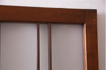 ビンテージ建具　幅狭　すりガラス　レトロガラスがアクセントのガラス戸4枚セット(引き戸)(R-038365)