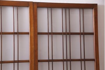 ビンテージ建具　幅狭　すりガラス　レトロガラスがアクセントのガラス戸4枚セット(引き戸)(R-038365)