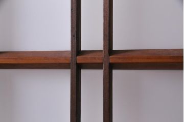 ビンテージ建具　幅狭　すりガラス　レトロガラスがアクセントのガラス戸4枚セット(引き戸)(R-038365)