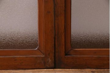 ビンテージ建具　幅狭　すりガラス　レトロガラスがアクセントのガラス戸4枚セット(引き戸)(R-038365)