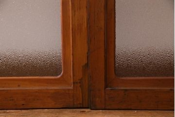 ビンテージ建具　幅狭　すりガラス　レトロガラスがアクセントのガラス戸4枚セット(引き戸)(R-038365)