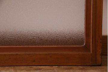 ビンテージ建具　幅狭　すりガラス　レトロガラスがアクセントのガラス戸4枚セット(引き戸)(R-038365)