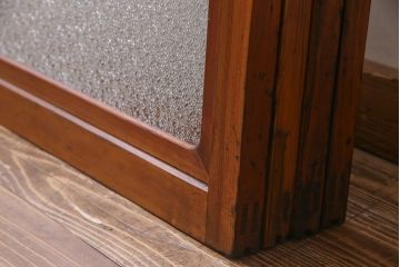 ビンテージ建具　幅狭　すりガラス　レトロガラスがアクセントのガラス戸4枚セット(引き戸)(R-038365)