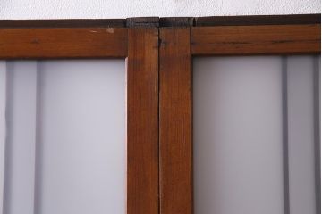 ビンテージ建具　幅狭　すりガラス　レトロガラスがアクセントのガラス戸4枚セット(引き戸)(R-038365)