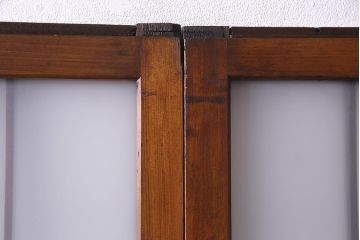 ビンテージ建具　幅狭　すりガラス　レトロガラスがアクセントのガラス戸4枚セット(引き戸)(R-038365)