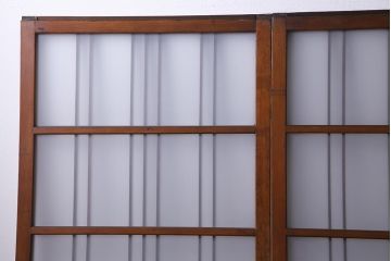 ビンテージ建具　幅狭　すりガラス　レトロガラスがアクセントのガラス戸4枚セット(引き戸)(R-038365)