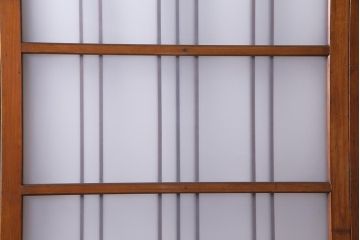 ビンテージ建具　幅狭　すりガラス　レトロガラスがアクセントのガラス戸4枚セット(引き戸)(R-038365)