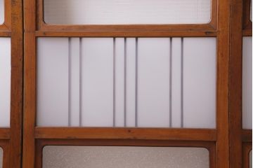 ビンテージ建具　幅狭　すりガラス　レトロガラスがアクセントのガラス戸4枚セット(引き戸)(R-038365)