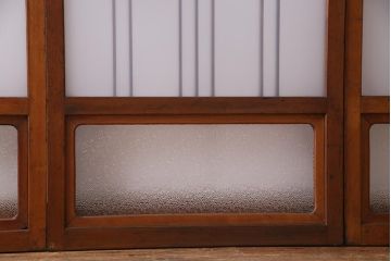 ビンテージ建具　幅狭　すりガラス　レトロガラスがアクセントのガラス戸4枚セット(引き戸)(R-038365)