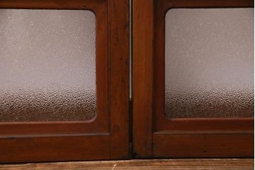 ビンテージ建具　幅狭　すりガラス　レトロガラスがアクセントのガラス戸4枚セット(引き戸)(R-038365)