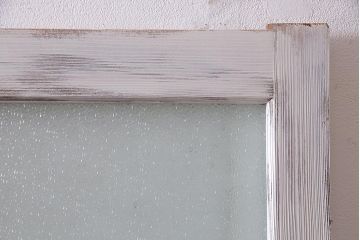 アンティーク建具　ダイヤガラス　ペイント　上手物!フレンチナチュラルにもぴったりなガラス戸2枚セット(引き戸、建具)(R-038366)