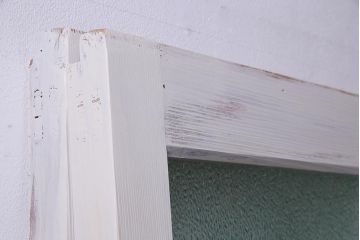 アンティーク建具　ダイヤガラス　ペイント　上手物!フレンチナチュラルにもぴったりなガラス戸2枚セット(引き戸、建具)(R-038366)