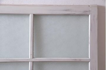 アンティーク建具　ダイヤガラス　ペイント　上手物!フレンチナチュラルにもぴったりなガラス戸2枚セット(引き戸、建具)(R-038366)