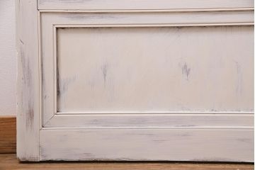 アンティーク建具　ダイヤガラス　ペイント　上手物!フレンチナチュラルにもぴったりなガラス戸2枚セット(引き戸、建具)(R-038366)