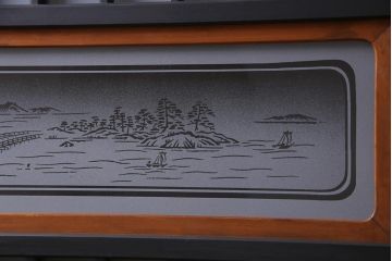 レトロ建具　ペイント　すりガラス入り　和モダンな雰囲気漂うガラス戸2枚セット(引き戸、建具)(R-038367)