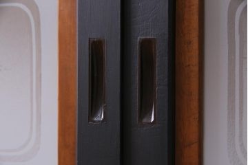 レトロ建具　ペイント　すりガラス入り　和モダンな雰囲気漂うガラス戸2枚セット(引き戸、建具)(R-038367)