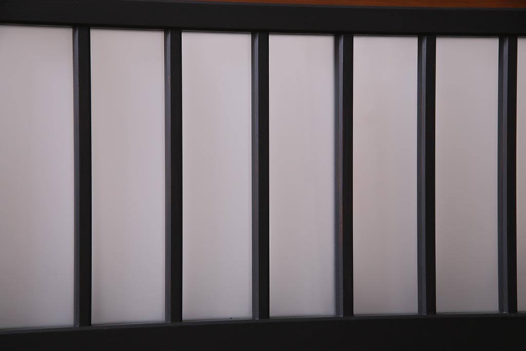 レトロ建具　ペイント　すりガラス入り　和モダンな雰囲気漂うガラス戸2枚セット(引き戸、建具)(R-038367)