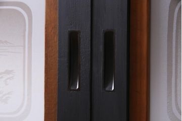 レトロ建具　ペイント　すりガラス入り　和モダンな雰囲気漂うガラス戸2枚セット(引き戸、建具)(R-038367)