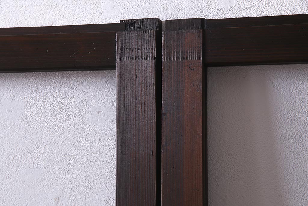 レトロ建具　昭和中期　和製アンティーク　昭和レトロな雰囲気漂うガラス戸4枚セット(引き戸、建具)(R-038368)