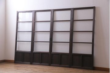 レトロ建具　昭和中期　和製アンティーク　昭和レトロな雰囲気漂うガラス戸4枚セット(引き戸、建具)(R-038368)