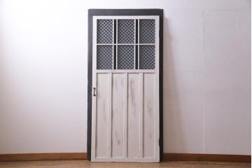 アンティーク建具　当店オリジナルガラス　色ガラスが可愛らしいペイントドア(扉、開き戸)(R-038369)