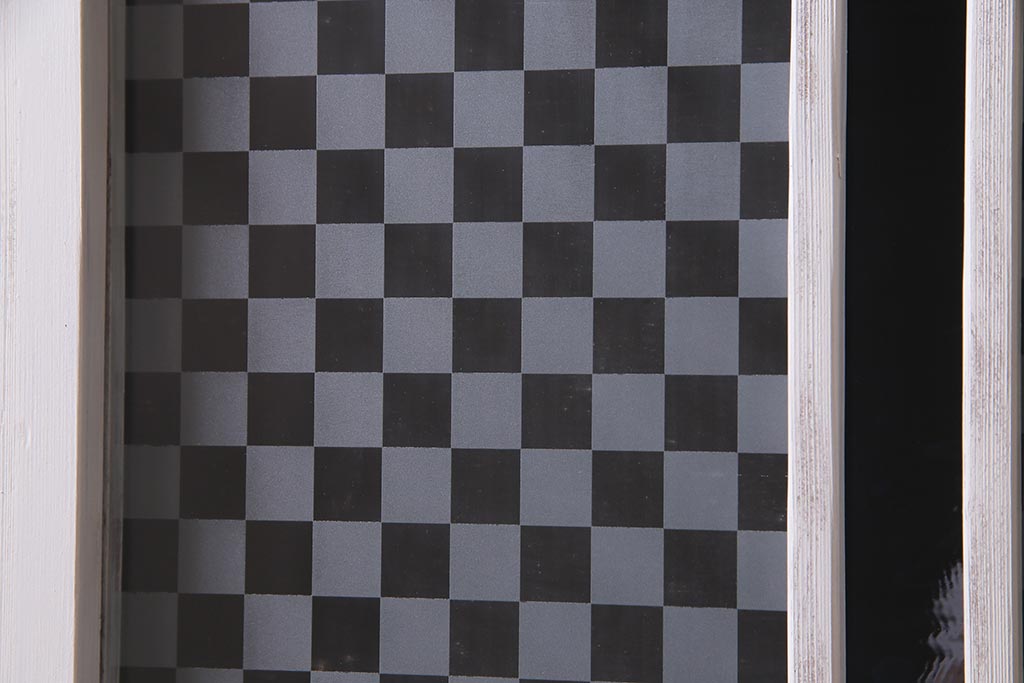 アンティーク建具　当店オリジナルガラス　色ガラスが可愛らしいペイントドア(扉、開き戸)(R-038369)