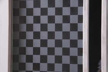 アンティーク建具　当店オリジナルガラス　色ガラスが可愛らしいペイントドア(扉、開き戸)(R-038369)