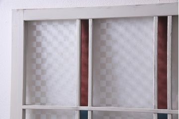 アンティーク建具　当店オリジナルガラス　色ガラスが可愛らしいペイントドア(扉、開き戸)(R-038369)