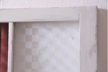 アンティーク建具　当店オリジナルガラス　色ガラスが可愛らしいペイントドア(扉、開き戸)(R-038369)