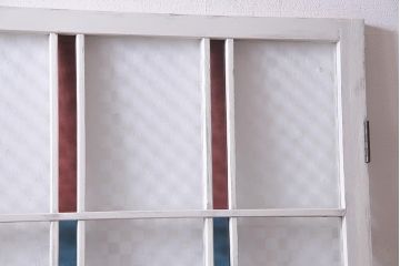 アンティーク建具　当店オリジナルガラス　色ガラスが可愛らしいペイントドア(扉、開き戸)(R-038369)