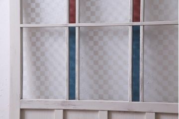アンティーク建具　当店オリジナルガラス　色ガラスが可愛らしいペイントドア(扉、開き戸)(R-038369)