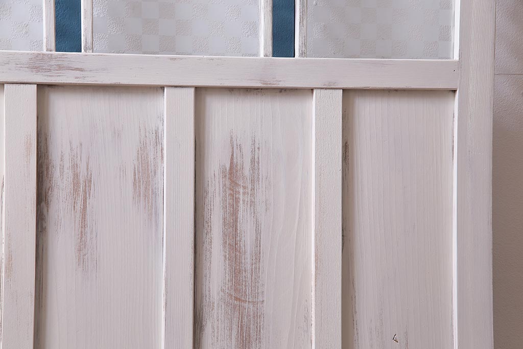 アンティーク建具　当店オリジナルガラス　色ガラスが可愛らしいペイントドア(扉、開き戸)(R-038369)