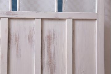 アンティーク建具　当店オリジナルガラス　色ガラスが可愛らしいペイントドア(扉、開き戸)(R-038369)