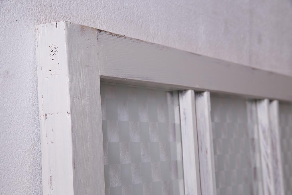 アンティーク建具　当店オリジナルガラス　色ガラスが可愛らしいペイントドア(扉、開き戸)(R-038369)