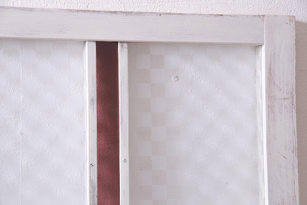 アンティーク建具　当店オリジナルガラス　色ガラスが可愛らしいペイントドア(扉、開き戸)(R-038369)