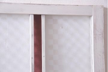 アンティーク建具　当店オリジナルガラス　色ガラスが可愛らしいペイントドア(扉、開き戸)(R-038369)