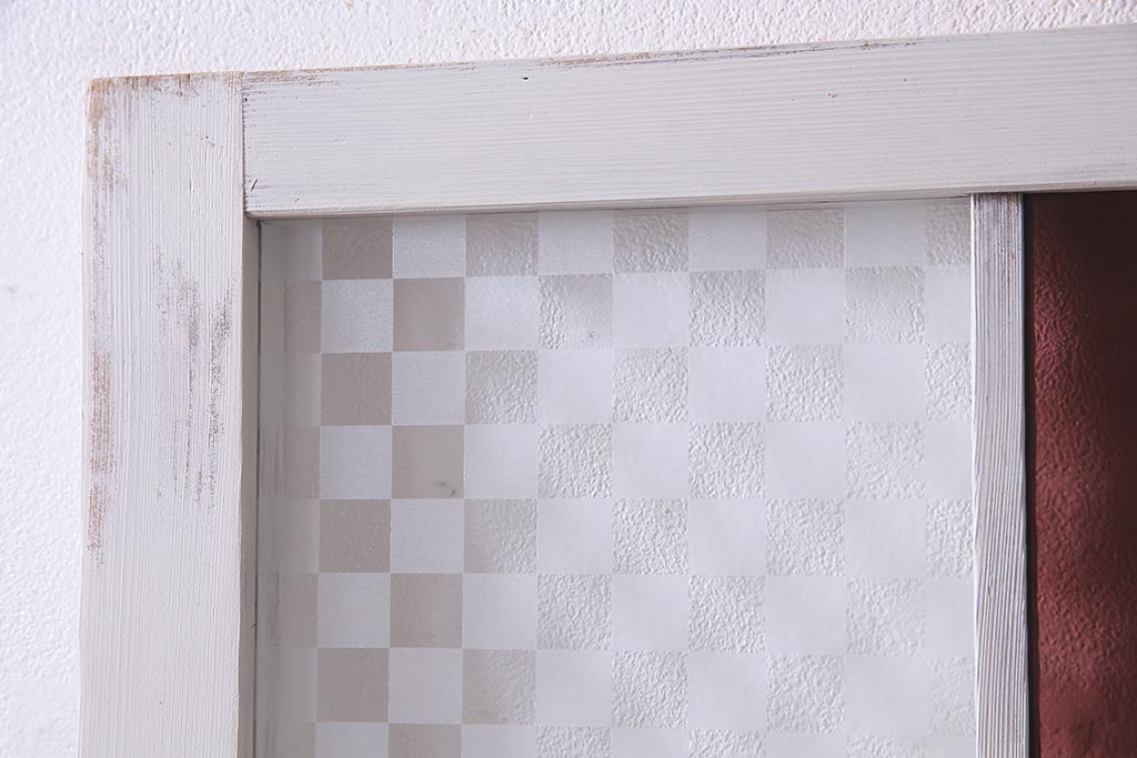 アンティーク建具　当店オリジナルガラス　色ガラスが可愛らしいペイントドア(扉、開き戸)(R-038369)