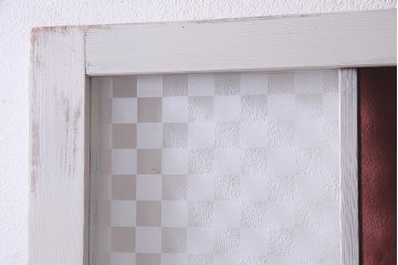 アンティーク建具　当店オリジナルガラス　色ガラスが可愛らしいペイントドア(扉、開き戸)(R-038369)
