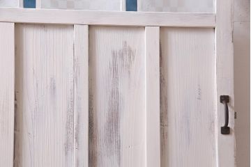 アンティーク建具　当店オリジナルガラス　色ガラスが可愛らしいペイントドア(扉、開き戸)(R-038369)