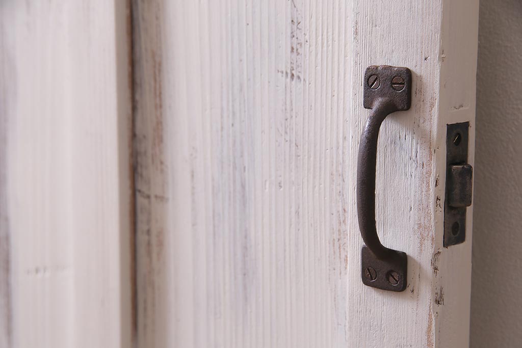 アンティーク建具　当店オリジナルガラス　色ガラスが可愛らしいペイントドア(扉、開き戸)(R-038369)