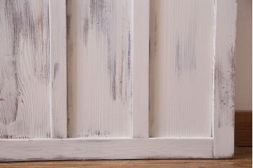 アンティーク建具　当店オリジナルガラス　色ガラスが可愛らしいペイントドア(扉、開き戸)(R-038369)