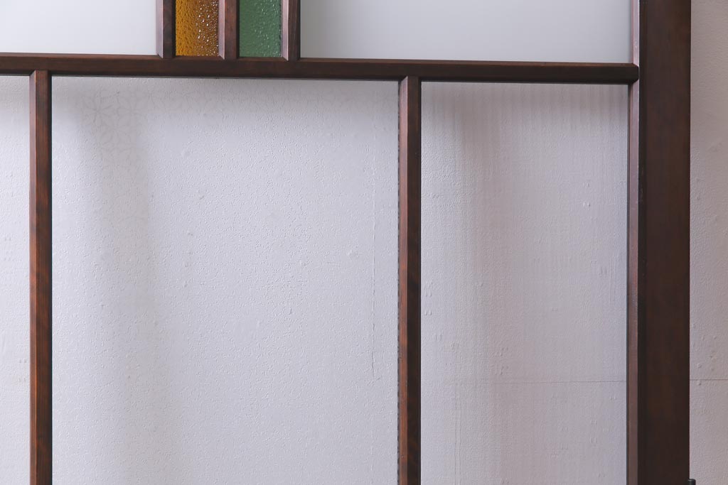 アンティーク建具　当店オリジナルガラス・当時物色ガラス入り　レトロなディスプレイとしてもおすすめのガラスドア(建具、扉、ガラス戸)(R-038370)