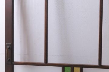 アンティーク建具　当店オリジナルガラス・当時物色ガラス入り　レトロなディスプレイとしてもおすすめのガラスドア(建具、扉、ガラス戸)(R-038370)